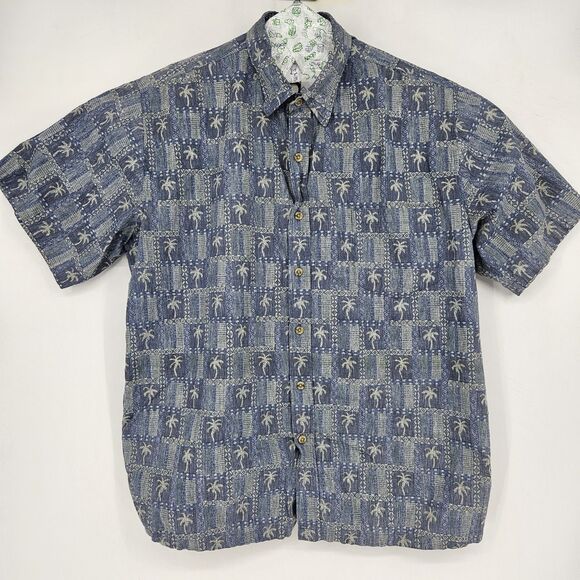 Cooke Street Shirt Mens 2XL Hawaiian Short Sleeve Palm Tree Blue Button Up - Picture 1 of 10
